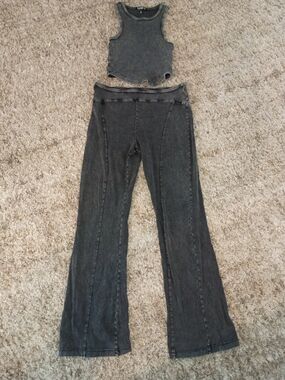 Womens Black Washed  - 2 Piece Set